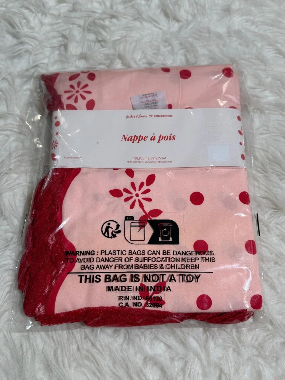 NWT For Love And Lemons Pink and Red Polka Dot Tablecloth Brunch Spring Summer